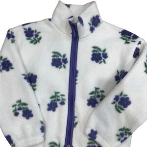 Crewcuts Kids Floral Fleece Jacket - White and Purple